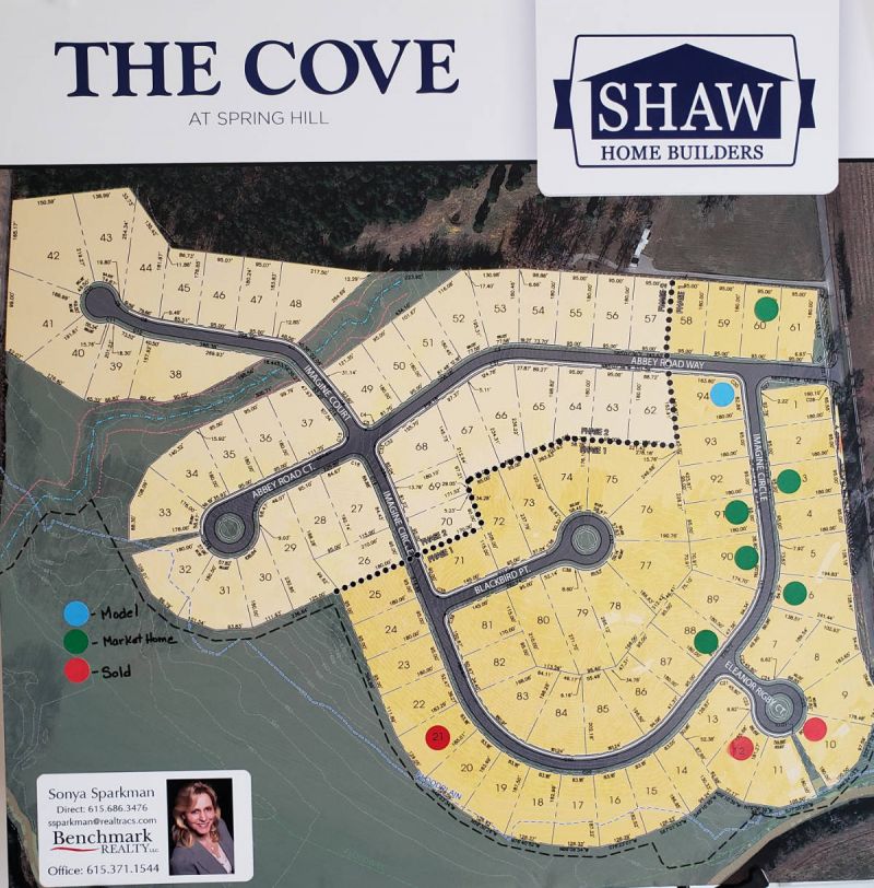 The Cove Lot Map